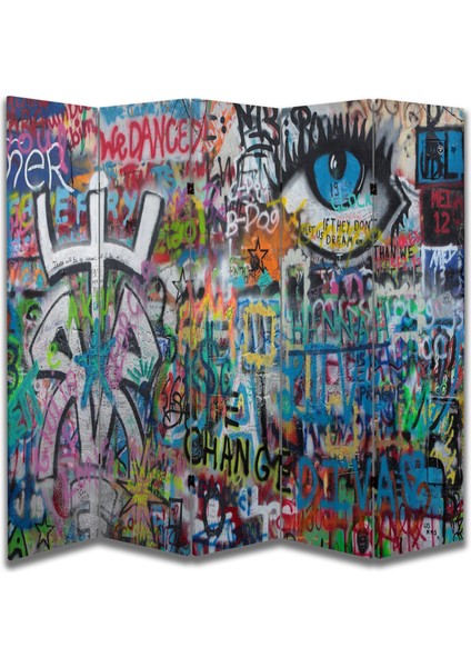 Grafiti Temalı Özel Tasarım Paravan Room Divider 180 x 200 cm