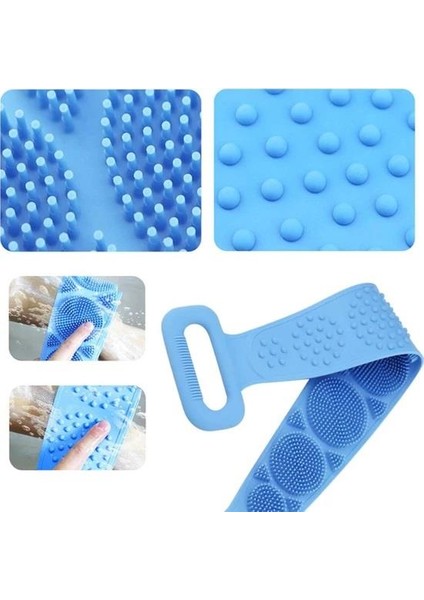 Çift Taraflı Banyo Hamam Lifi Silikon Masajlı Yumuşak Duş Lifi Banyo Kesesi 70 Cm fırsatları