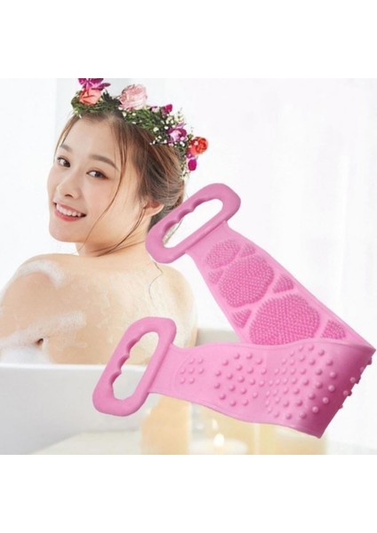 Çift Taraflı Banyo Hamam Lifi Silikon Masajlı Yumuşak Duş Lifi Banyo Kesesi 70 Cm