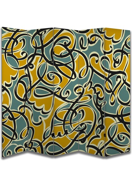 Soyut Temalı Özel Tasarım Paravan Room Divider 180 x 200 cm