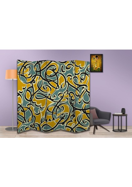 Soyut Temalı Özel Tasarım Paravan Room Divider 180 x 200 cm