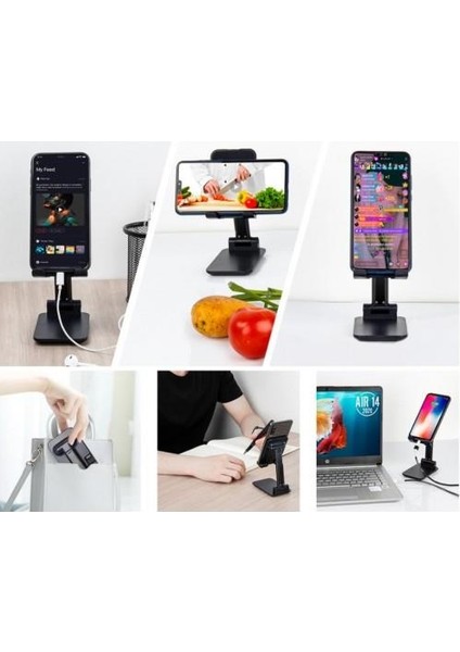 Masaüstü Tablet ve Telefon Tutucu Stand Taşınabilir Katlanabilir Ayarlanabilir Yükseklik