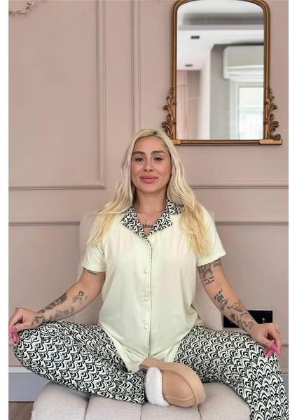 Soft Lemon Wave Exclusive Önden Düğmeli Kadın Pijama Takımı fiyatları