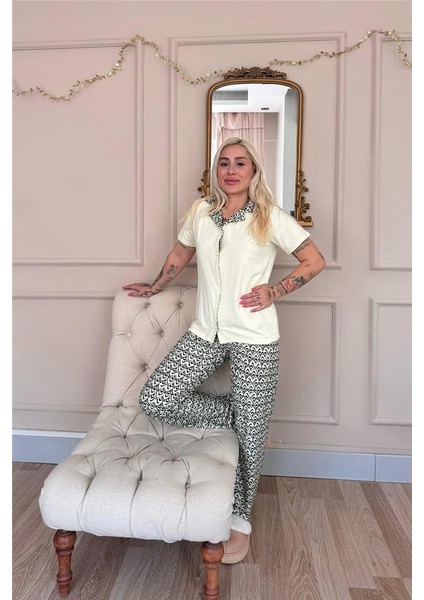 Soft Lemon Wave Exclusive Önden Düğmeli Kadın Pijama Takımı indirimleri