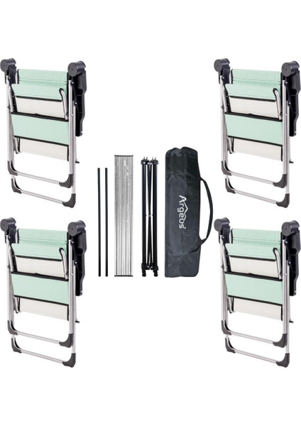 4 Adet Katlanır Kamp Sandalyesi ve Alüminyum Masa Seti - Rock Silver - Su Yeşili - Taşıma Çantalı fiyatları