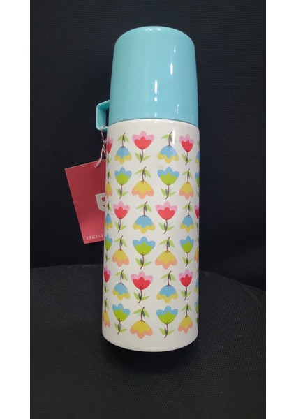 Houseware Izole Şişe 350ml Termos Çiçek Bardaklı Turkuaz Gıdalık Mutfak Yemek Oda 1 Adet