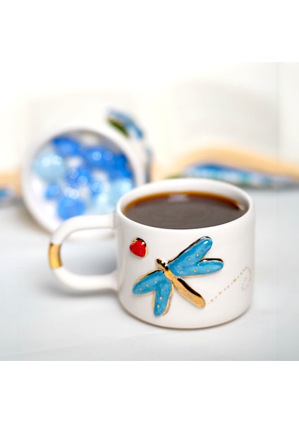 Yusufçuk & Dragonfly Temalı 24K Altın Süslemeli Seramik Mug