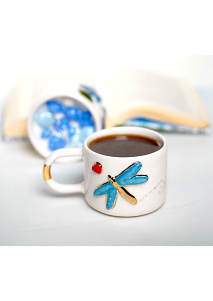 Yusufçuk & Dragonfly Temalı 24K Altın Süslemeli Seramik Mug