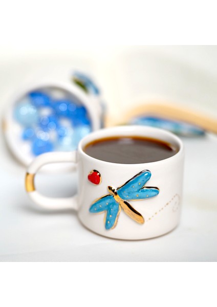 Yusufçuk & Dragonfly Temalı 24K Altın Süslemeli Seramik Mug