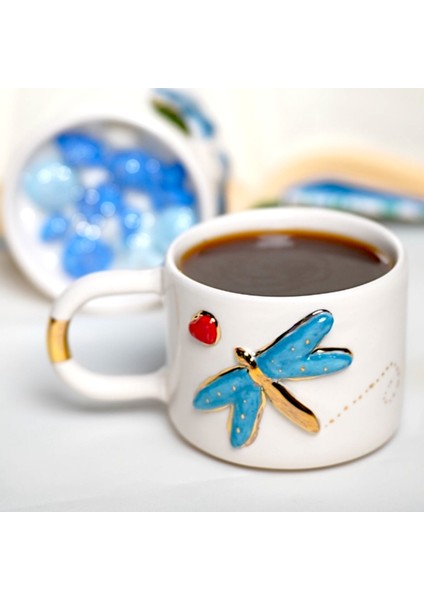 Yusufçuk & Dragonfly Temalı 24K Altın Süslemeli Seramik Mug