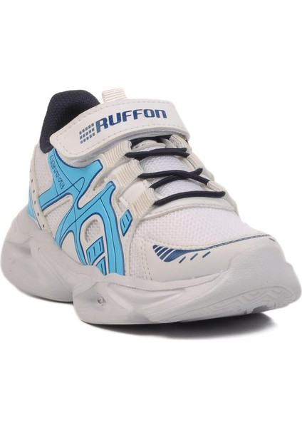 Beyaz Lacivert Fileli Hafif Erkek Çocuk Spor Ayakkabı 2351 P