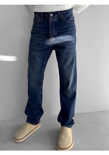 Erkek Baggy Fit Jean Pantolon Lacivert fırsatları