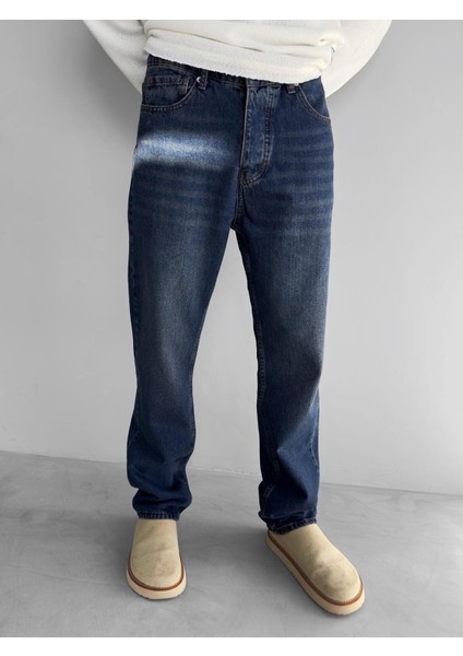 Erkek Baggy Fit Jean Pantolon Lacivert indirimleri