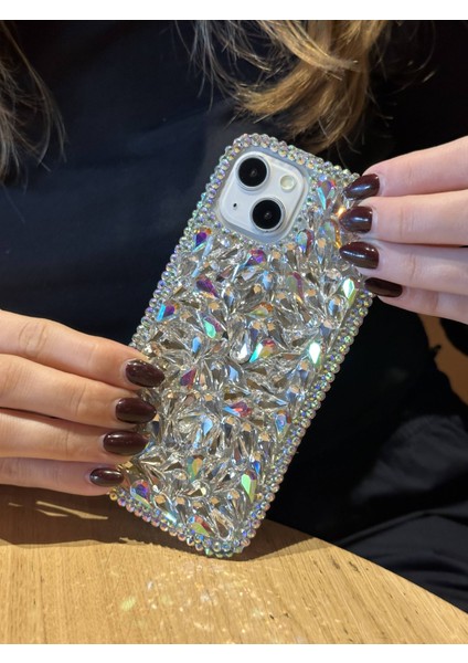 Apple iPhone 14 Plus ve 15 Plus Uyumlu Lüks Hologram Kristal Taşlı Kılıf