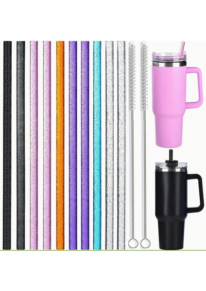 1 Adet Stanley 40/30 Oz Tumb. Termos Için Renkli Parıltılı Yedek Pipet, 30,48 cm Boy / 9,5 mm Çap