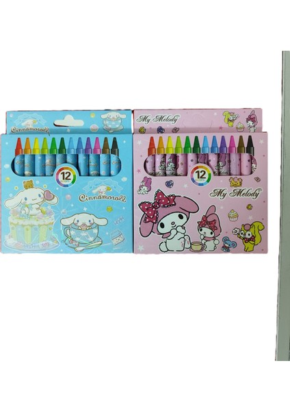 Cinnamaroll ve My Melody Figürlü 12 Li Pastel Boya Kalemi