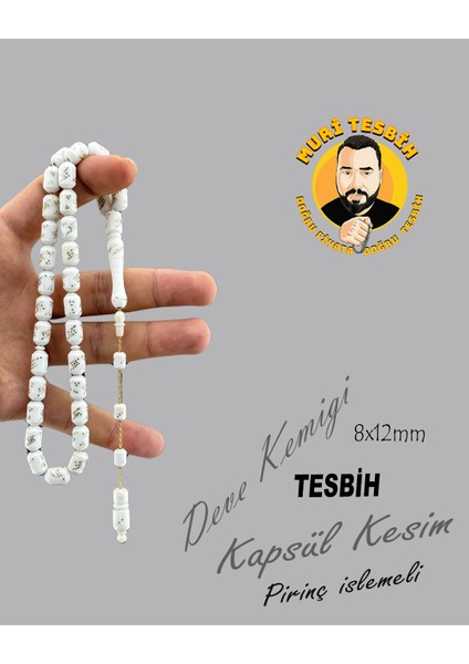Pirinç Işlemeli Deve Kemiği Kapsül Kesim 8X12