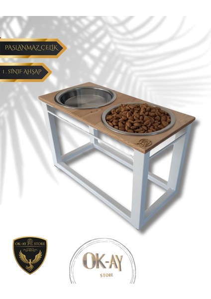 Kedi-Köpek Için Modern Paslanmaz Çelik Mama Standı, Şık ve Dayanıklı Mama Standı