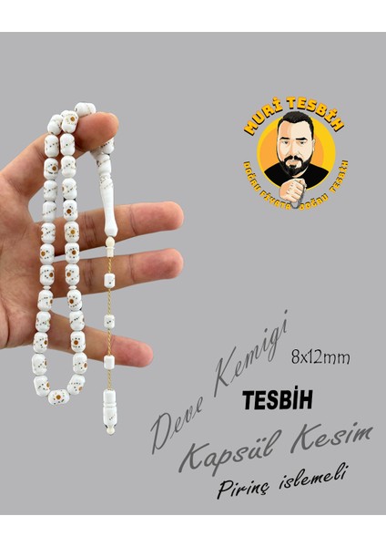 Pirinç Işlemeli Deve Kemiği Kapsül Kesim 8X12