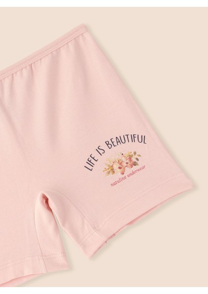Kız Çocuk Organik Pamuklu Likralı Boxer Life Is Beautiful 3'lü Paket