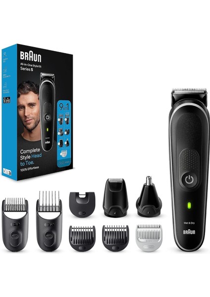 9-In-1 Multi Grooming Kit Series 5, Ultra Sharp Blades, 100MIN Runtime, Pouch - Mgk 5410