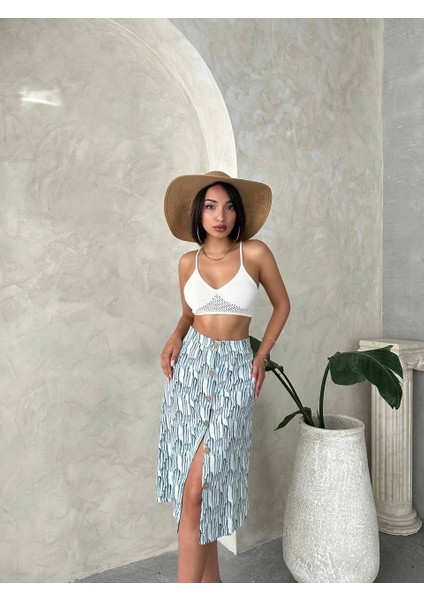 Desenli Düğmeli Etek S25800 modelleri