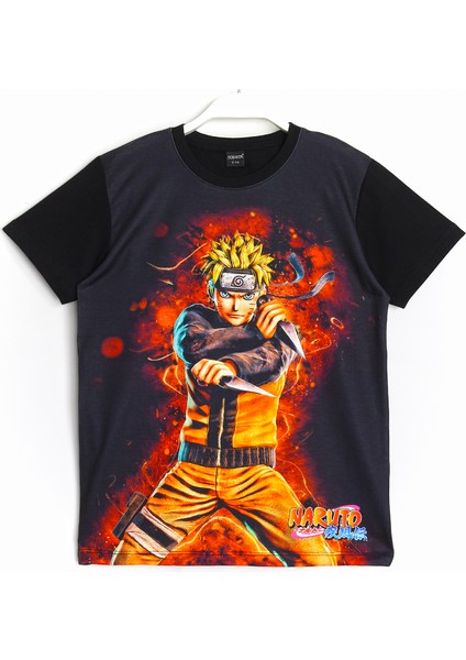 3D Baskılı Anime Naruto Uzumaki Unisex Çocuk Yetişkin Yazlık Siyah Tişört 001-0001768