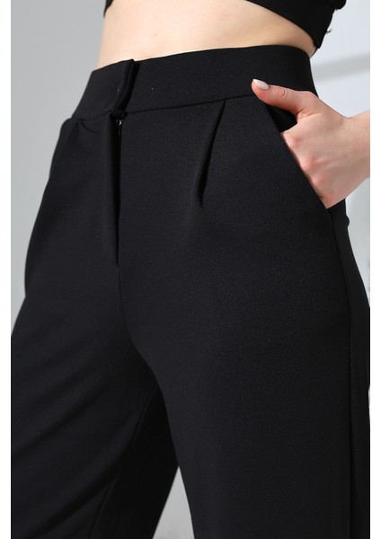 Kadın Yüksek Bel Pileli Düğmeli Likralı Esnek Rahat Kalıp Palazzo Pantolon modelleri