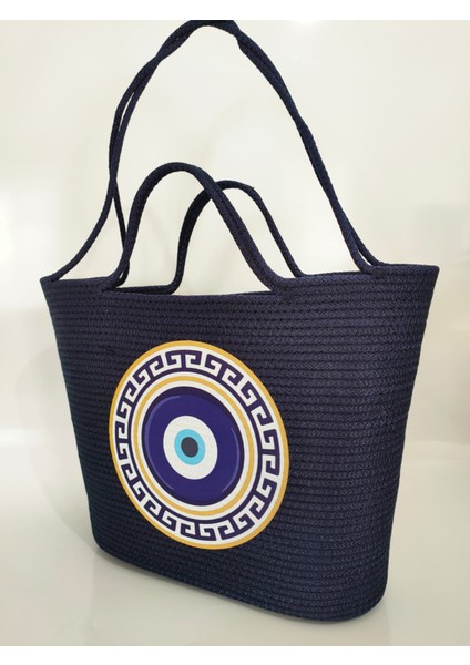 Beach Handmade Nazar Boncuklu Lacivert Kadın Kol Çantası, Plaj Çantası, El Yapımı Kadın Günlük Çanta fiyatları