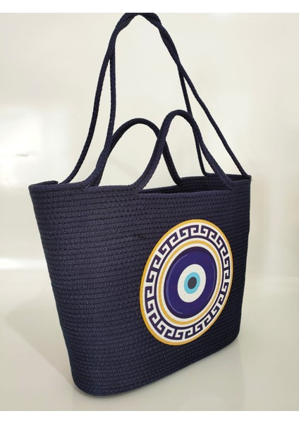 Beach Handmade Nazar Boncuklu Lacivert Kadın Kol Çantası, Plaj Çantası, El Yapımı Kadın Günlük Çanta modelleri