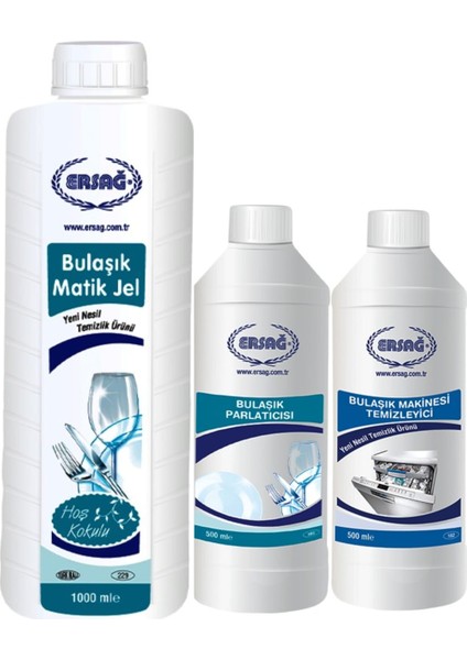 Bulaşık Matik Jel 1000 ml + Bulaşık Parlatıcısı 500 ml + Bulaşık Makinesi Temizleyicisi 500 ml