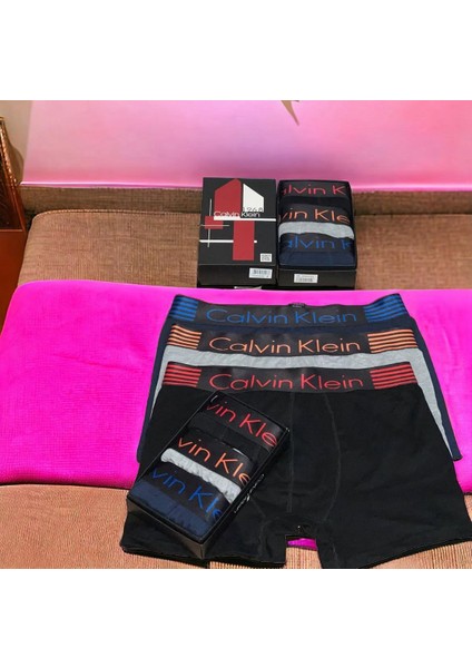 ELİT81 Erkek Marka Logolu Elastik Bantlı Günlük Kullanıma Uygun Siyah-Lacivert-Gıri Boxer fiyatları