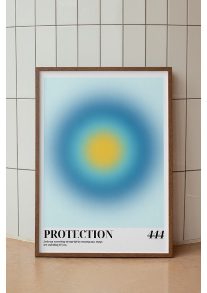 Mavi Aura Poster - 444 Angel Number Spiritüel Enerji Duvar Dekoru - Modern Minimal Çerçevesiz Baskı
