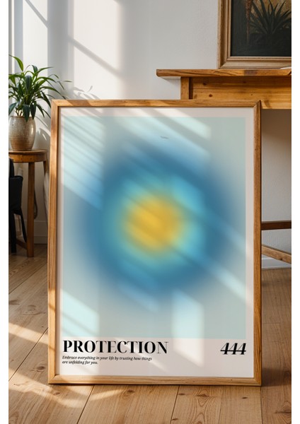 Mavi Aura Poster - 444 Angel Number Spiritüel Enerji Duvar Dekoru - Modern Minimal Çerçevesiz Baskı fiyatları