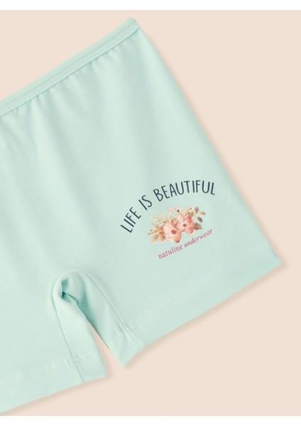 Kız Çocuk Organik Pamuklu Likralı Boxer Life Is Beautiful 3'lü Paket