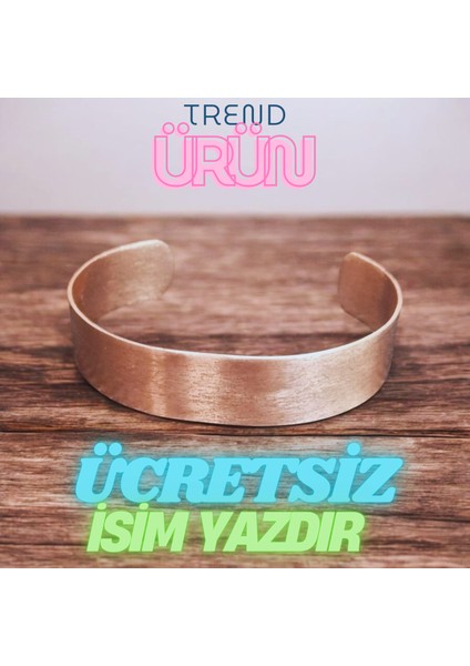 Düz Bilezik ( 15MM Genişlik ) Saf Bakır Bilezik, [ücretsiz Isim Veya Dua Yazılır]