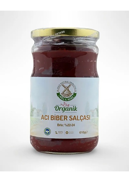 Organik Tuzsuz Acı Biber Salçası 610 gr