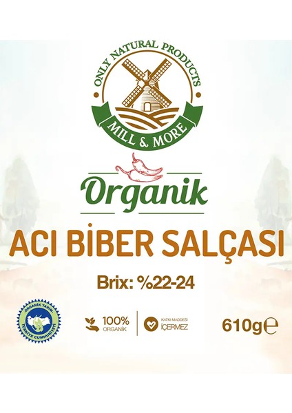 Organik Tuzsuz Acı Biber Salçası 610 gr fiyatları