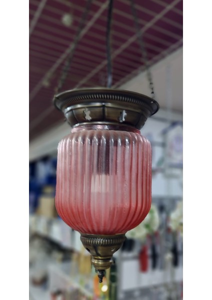 15X55CM Pirinç Cam Sarkıtmalı Avize Otantik Ev Dekorasyon Aydınlatma Otantik Tarz Renkli 1 Adet