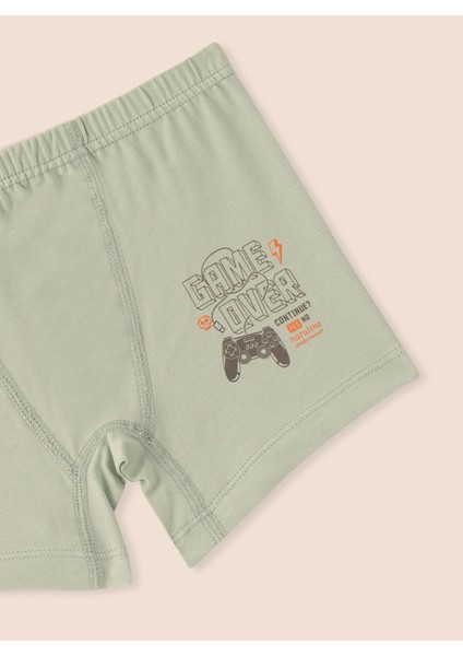 Erkek Çocuk Organik Pamuklu Likralı Boxer Game Over 3'lü Paket