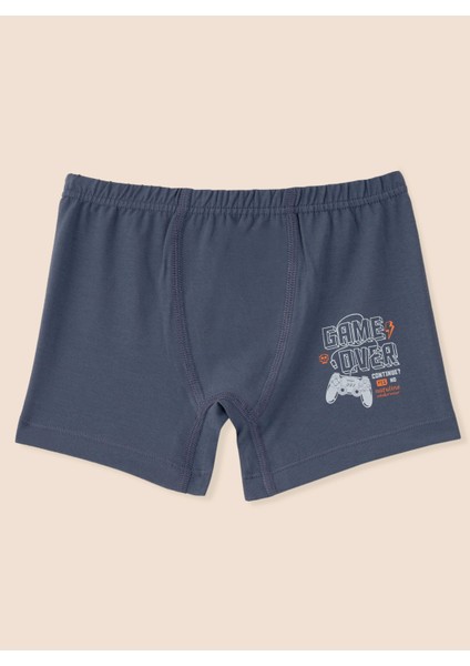 Erkek Çocuk Organik Pamuklu Likralı Boxer Game Over 3'lü Paket