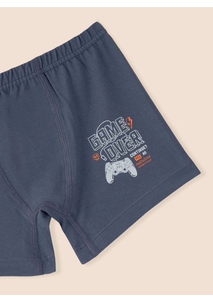 Erkek Çocuk Organik Pamuklu Likralı Boxer Game Over 3'lü Paket