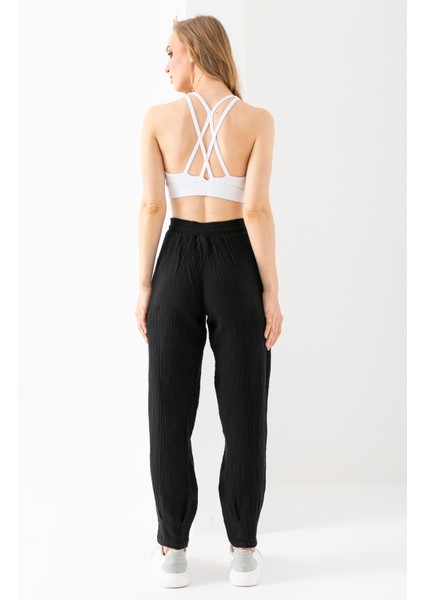 %100 Organik Pamuk Kadın Siyah Müslin Kumaş Pens Paça Otantik Şalvar Pantolon fiyatları