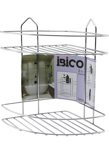 2 Katlı - Üçgen Krom Metal Banyo Köşelik - Duşkabin Raf (3791)