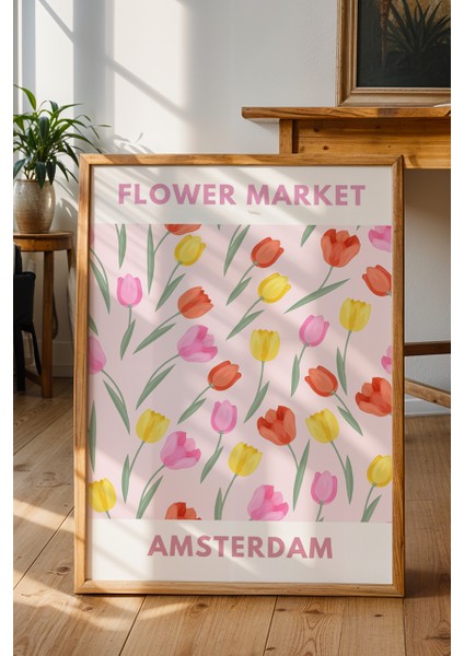 Flower Market Amsterdam Temalı Renkli Çiçek Poster - Retro Seyahat Duvar Dekoru - Çerçevesiz Baskı fiyatları