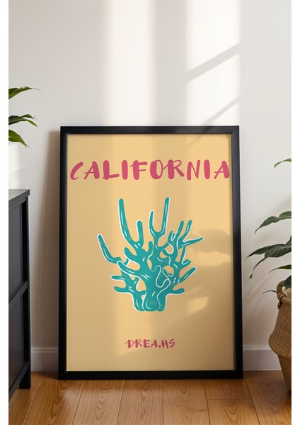 California Yosun Illüstrasyonu Poster - Seyahat Temalı Minimalist Duvar Dekoru - Çerçevesiz Baskı modelleri