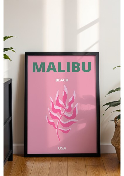 Malibu Yosun Illüstrasyonu Poster - Seyahat Temalı Minimalist Duvar Dekoru - Çerçevesiz Baskı