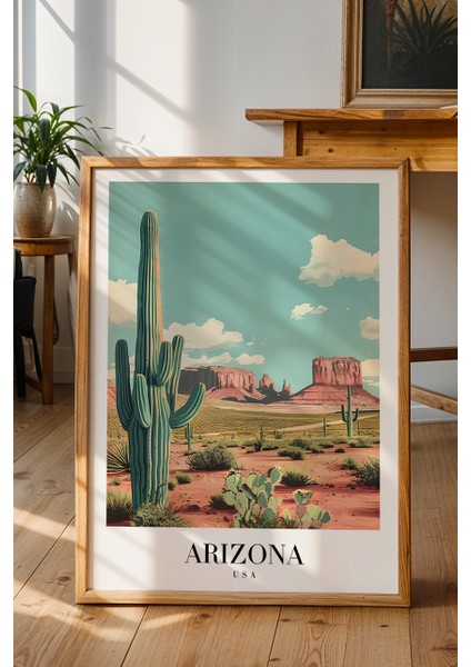 Arizona Çöl Manzarası Poster - Doğa Temalı Modern Seyahat Duvar Dekoru - Çerçevesiz Sanat Baskı