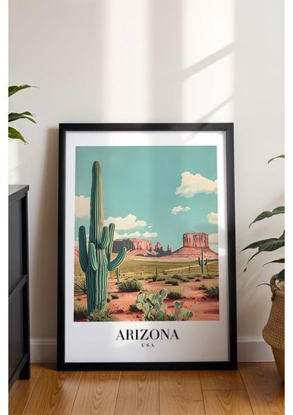 Arizona Çöl Manzarası Poster - Doğa Temalı Modern Seyahat Duvar Dekoru - Çerçevesiz Sanat Baskı