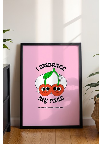 Retro Stil Kiraz Illüstrasyonlu Poster - Kendine Güven Mesajı Içeren Duvar Dekoru - Çerçevesiz Baskı modelleri